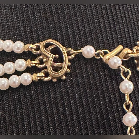 Gold faux Pearl and crystal choker necklace - Picture 7 of 8